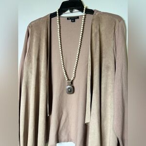 Lightweight sweater in tan suede by INC 2X